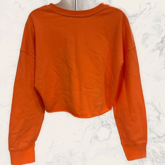Abound Henley Fleece Crop Sweatshirt In Coral Camelia - Size M - Coral Camelia/o - Picture 3 of 3